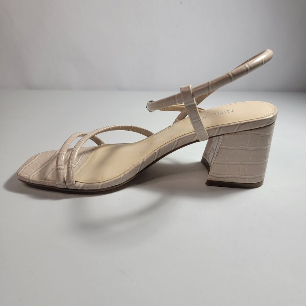 Nine West Women's Nude Grayce Faux Croc Leather Chunky Block Heels Size 7.5 - Picture 7 of 11